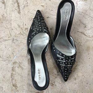 Splash Fashion Footwear Black Pointed Toe Mules
